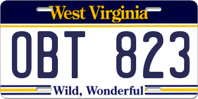 WV license plate OBT823