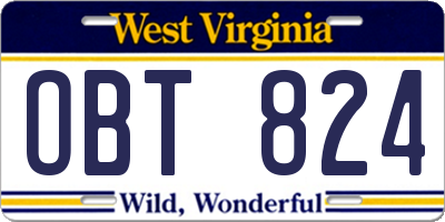 WV license plate OBT824