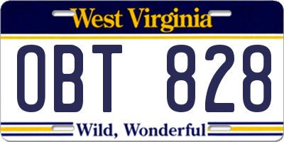 WV license plate OBT828