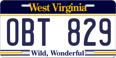 WV license plate OBT829