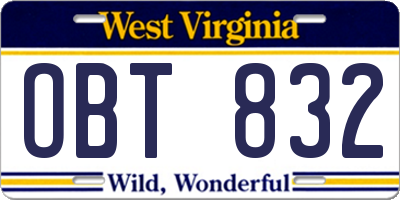 WV license plate OBT832