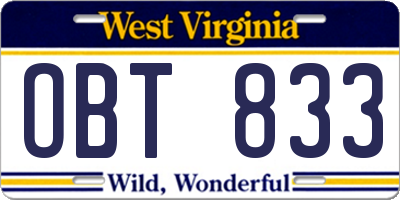 WV license plate OBT833