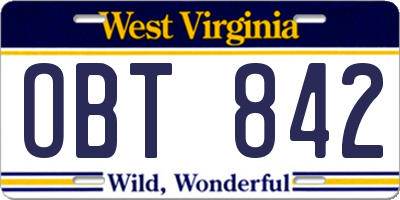 WV license plate OBT842