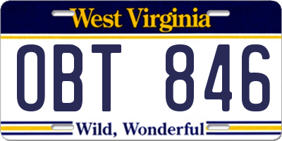 WV license plate OBT846