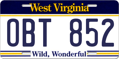WV license plate OBT852