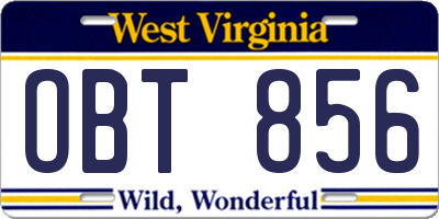 WV license plate OBT856
