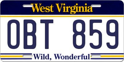 WV license plate OBT859
