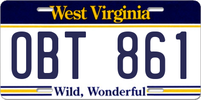 WV license plate OBT861