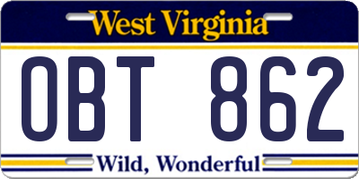 WV license plate OBT862