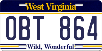 WV license plate OBT864