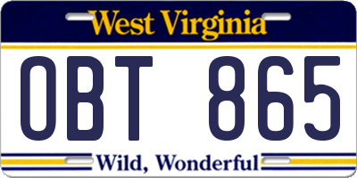 WV license plate OBT865