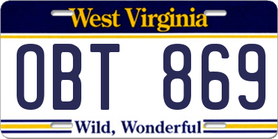 WV license plate OBT869