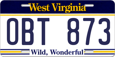 WV license plate OBT873