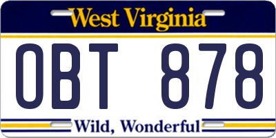 WV license plate OBT878