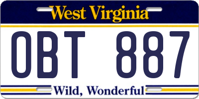 WV license plate OBT887