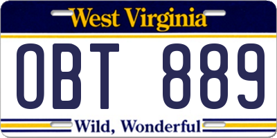 WV license plate OBT889
