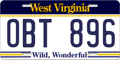 WV license plate OBT896