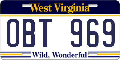 WV license plate OBT969