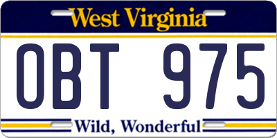 WV license plate OBT975