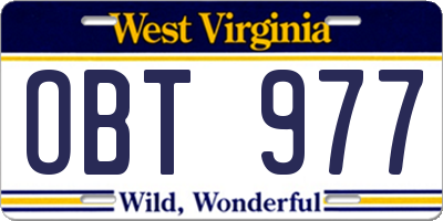 WV license plate OBT977