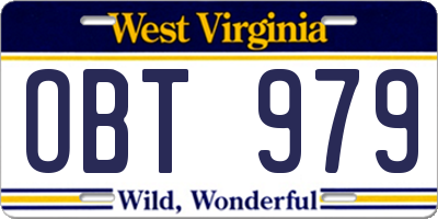 WV license plate OBT979