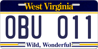 WV license plate OBU011