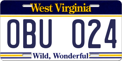 WV license plate OBU024