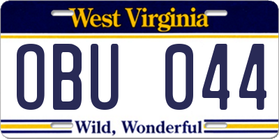 WV license plate OBU044
