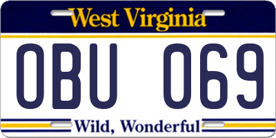 WV license plate OBU069