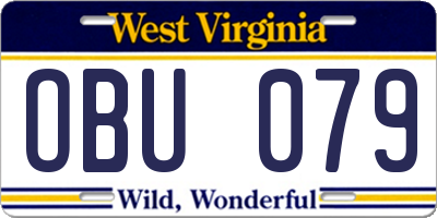 WV license plate OBU079