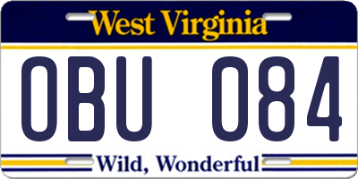 WV license plate OBU084