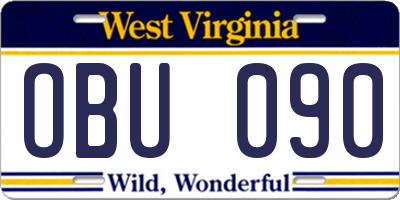 WV license plate OBU090