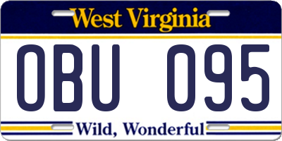 WV license plate OBU095