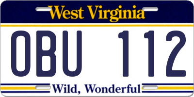 WV license plate OBU112