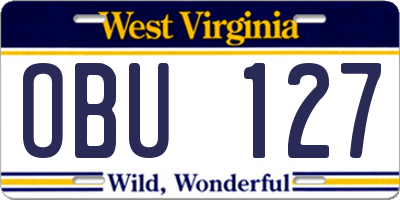 WV license plate OBU127