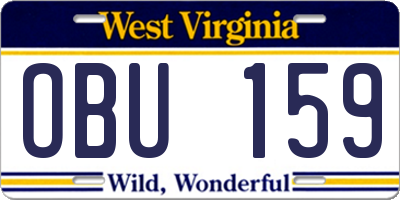 WV license plate OBU159