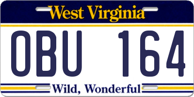 WV license plate OBU164