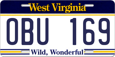 WV license plate OBU169