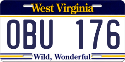 WV license plate OBU176