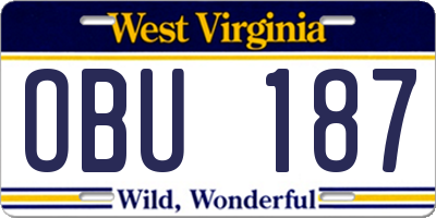 WV license plate OBU187