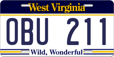 WV license plate OBU211