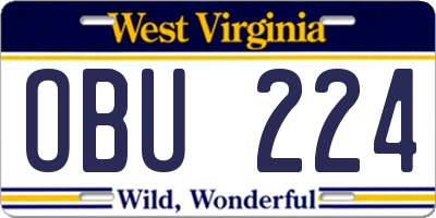WV license plate OBU224