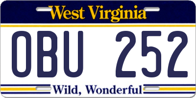 WV license plate OBU252