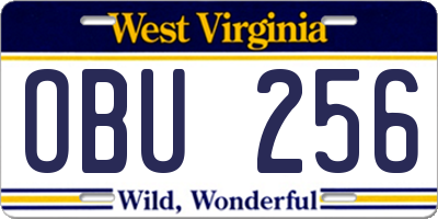 WV license plate OBU256