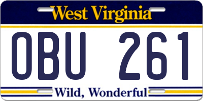 WV license plate OBU261