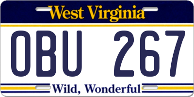 WV license plate OBU267