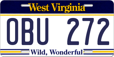 WV license plate OBU272