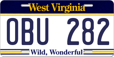WV license plate OBU282
