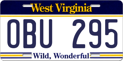 WV license plate OBU295
