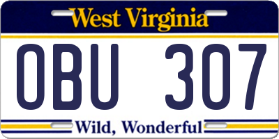 WV license plate OBU307